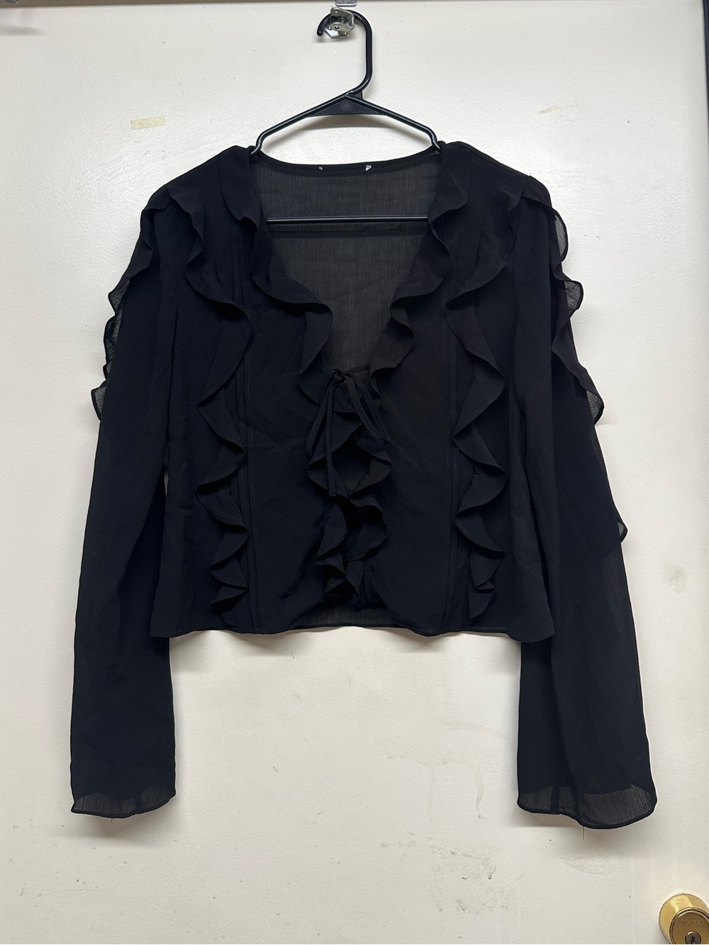 Maison Margiela Black Ruffle Tie-Front Blouse